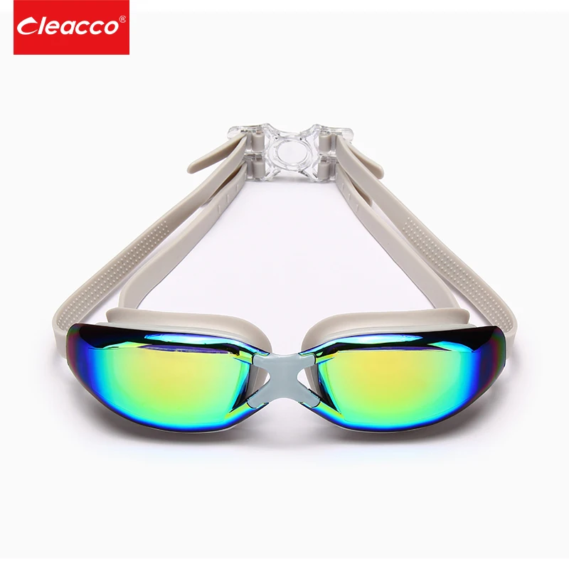 Спортивные мужские профессиональные очки для плавания с защитой от тумана и УФ-излучения, мужские и женские водонепроницаемые очки - Цвет: grey