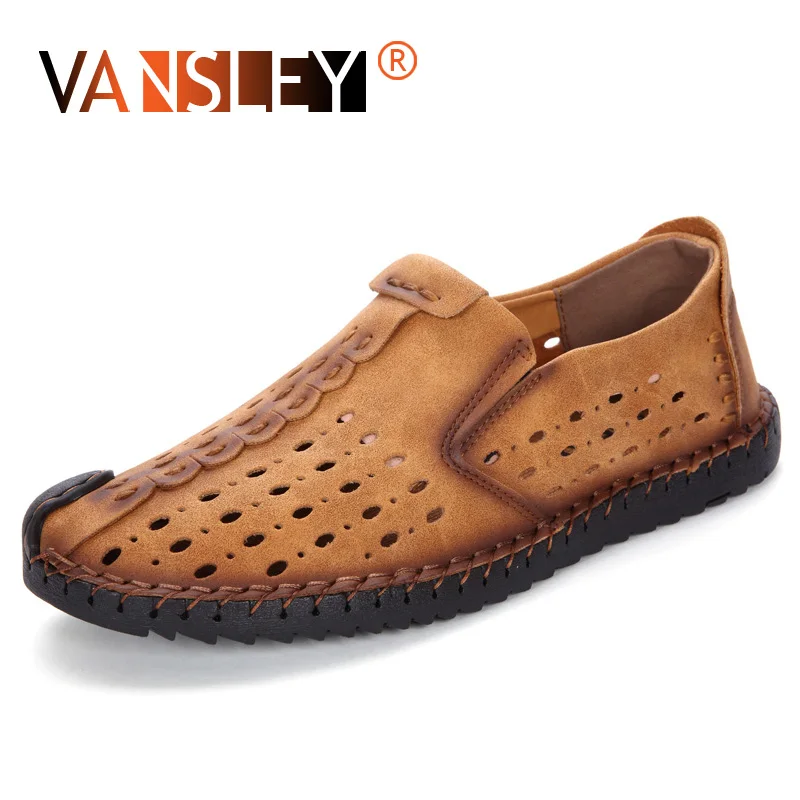

Summer 2019 Men Loafers Brand Men Shoes Fashion Casual Male Shoes Hollow Breathable Men Leather Shoes Designer Leather Flat Shoe