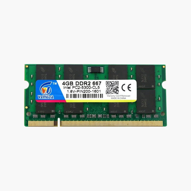 Оперативная память VEINEDA ddr2 4 Гб 2 Гб 1 ГБ 667 МГц для ноутбука Mobo поддержка ddr 2 PC2-5300 оперативная память Sodimm