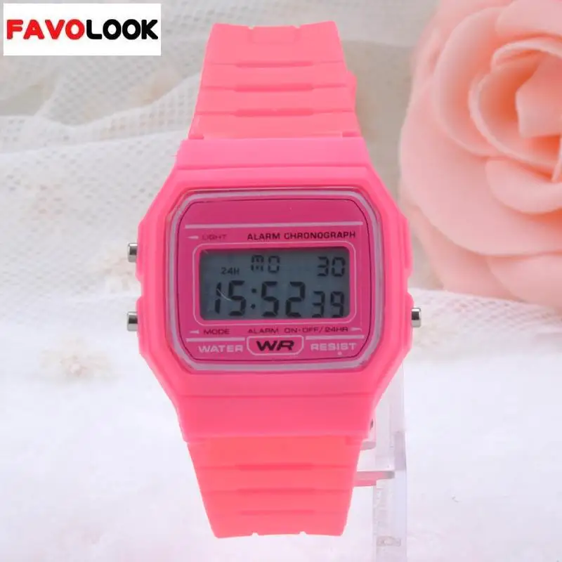

Girls Ladies Women Fashion Digital Rubber Silicone Wrist Watch Multi Candy Color Alarm Stopwatch