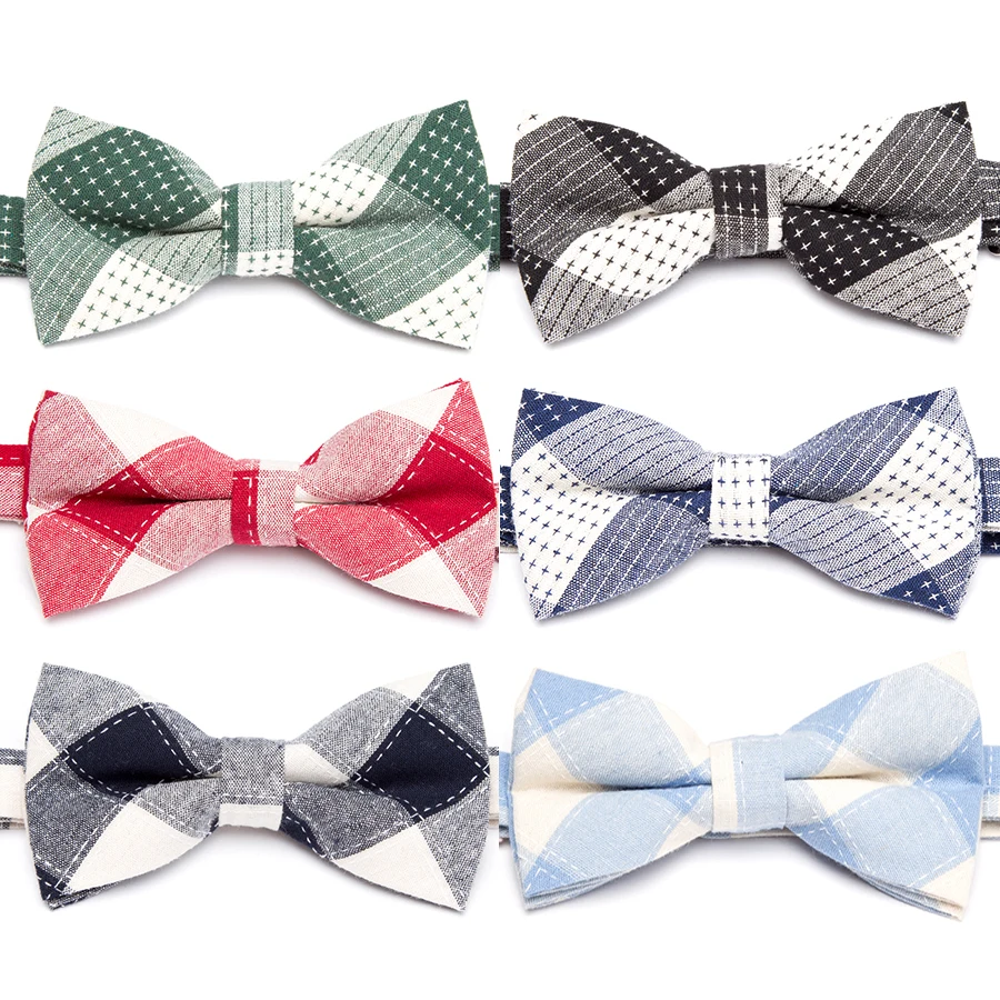 

New Men Bow Tie Fashion Cotton Stripe Bowtie Wedding Party Ties for Men Butterfly Necktie Man Dress Shirt Gift Male Accessories