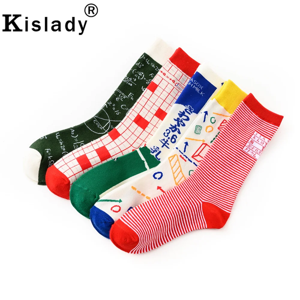 

2019 New Novelty Women's Happy Socks Colorful Art Math Symbol Funny Socks Men Luxury Fuzzy Socks High Quality Harajuku Socks