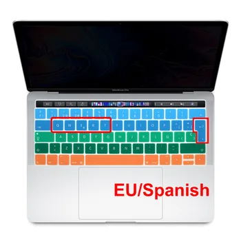 

Redlai Silicone EU Spanish Gradient Keyboard Cover Stickers Protector for MacBook Pro 13 15 With Touch Bar A1706 A1707