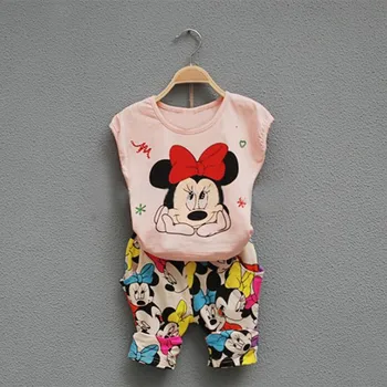 

Tollder Girls Clothing 2PCS Short Sleeve Cotton Mouse T Shirt+pants Summer Baby Girl Clothes Summer 2019 Children Outfits 2T 8T