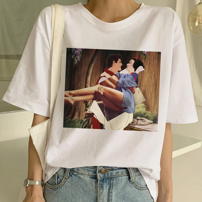 جديد الظلام سنو وايت المتناثرة 90 s T قميص امرأة الجمالية قصيرة الأكمام الجرافيك التي شيرت مضحك تي شيرت مطبوع Ullzang أعلى المحملات الإناث