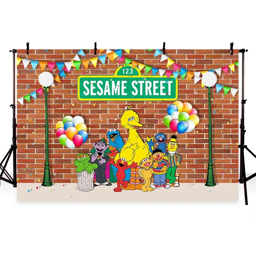 Фон для студийной фотосъемки MEHOFOTO Elmo World Bricks Wall Sesame Street G 484|Фон фотосъёмки| |
