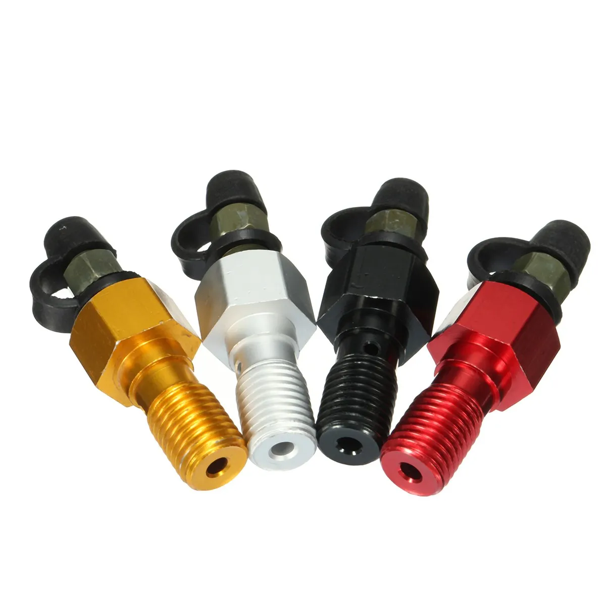 

M10x1.25mm Motorcycle Brake Braking Caliper Bleed Screw Nipple Dust Cap Washer Red Gold Black Silver