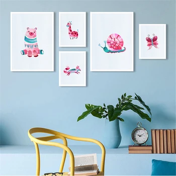 

Home Decor Painting Cartoon Fuchsia Kawaii Animal Nordic Simple Canvas Prints Poster Modern Space Art Wall Picture For Room