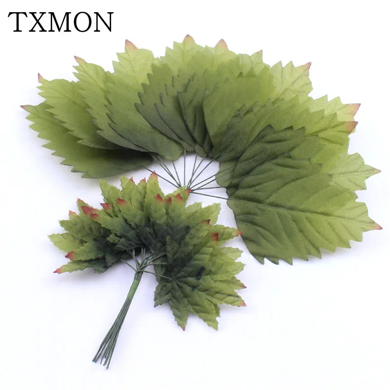 

12pcs DIY Decorative Flower Accessories Silk Artificial Green Leaf Fake Plants Wedding Party Gift Box Decoration 5 Kinds