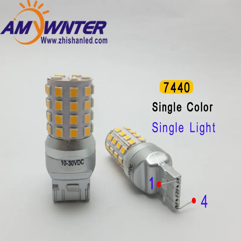 AMYWNTER авто светодиодные лампы 12 В 7440 T20 led 7443 Двойной Функция светового сигнала W21/5 Вт сигнальные лампы легковые автомобили свет теплый белый, желтый