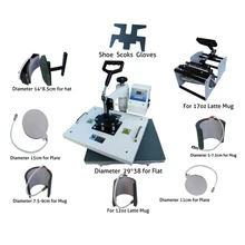 Digital 9 in 1 combo heat press machine transfer machine for printing shoe/mug/plate/cap/glove/T-shirt
