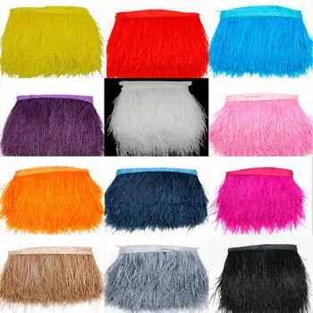 

8x10cm 10m/bag Ostrich Feather Fringe Trim for Dress Skirt Birthday Party Masquerade Clothing Home Decoration DIY Craft Making