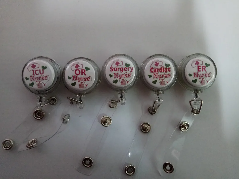 ER, OR, Surgery Nurse Retractable Reel Badge Lanyard Clip Scrubsin