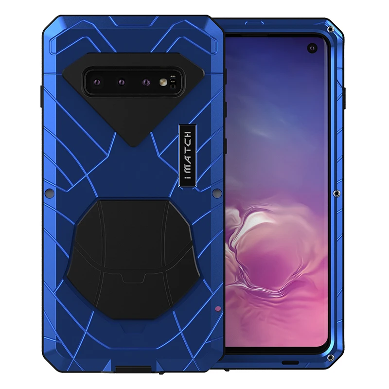 

For Samsung Galaxy S10 S10 Pro Phone Case Hard Aluminum Metal Tempered Glass Screen Protector Full Cover Heavy Duty Protection