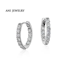 ANI 18 К белого золота Для женщин круг серьги 0,73 карат Certified я/S1 алмазный круг небольшие серьги для Для женщин день рождения подарок