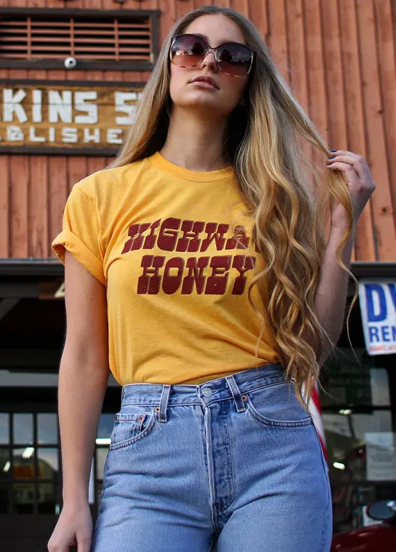 Hillbilly Highway Honey Tee Vintage Tshirt 70s 80s Graphic Tee Women Tshirt Biker Tshirt Tee Gold Tee Cotton T-shirts For Women Hillbilly Highway Honey Tee Vintage Tshirt 70s 80s Graphic Tee Women Tshirt Biker Tshirt Tee Gold Tee Cotton T-shirts For Women