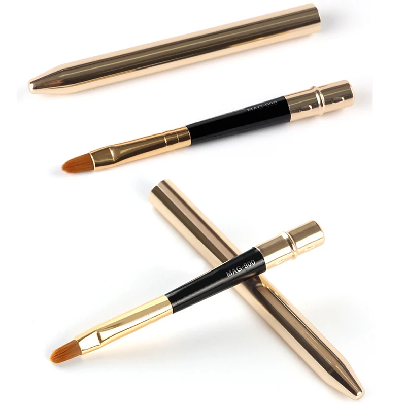 1PC Gold Silver Portable Lip Brush Lip Pen Metal Handle Cosmetic