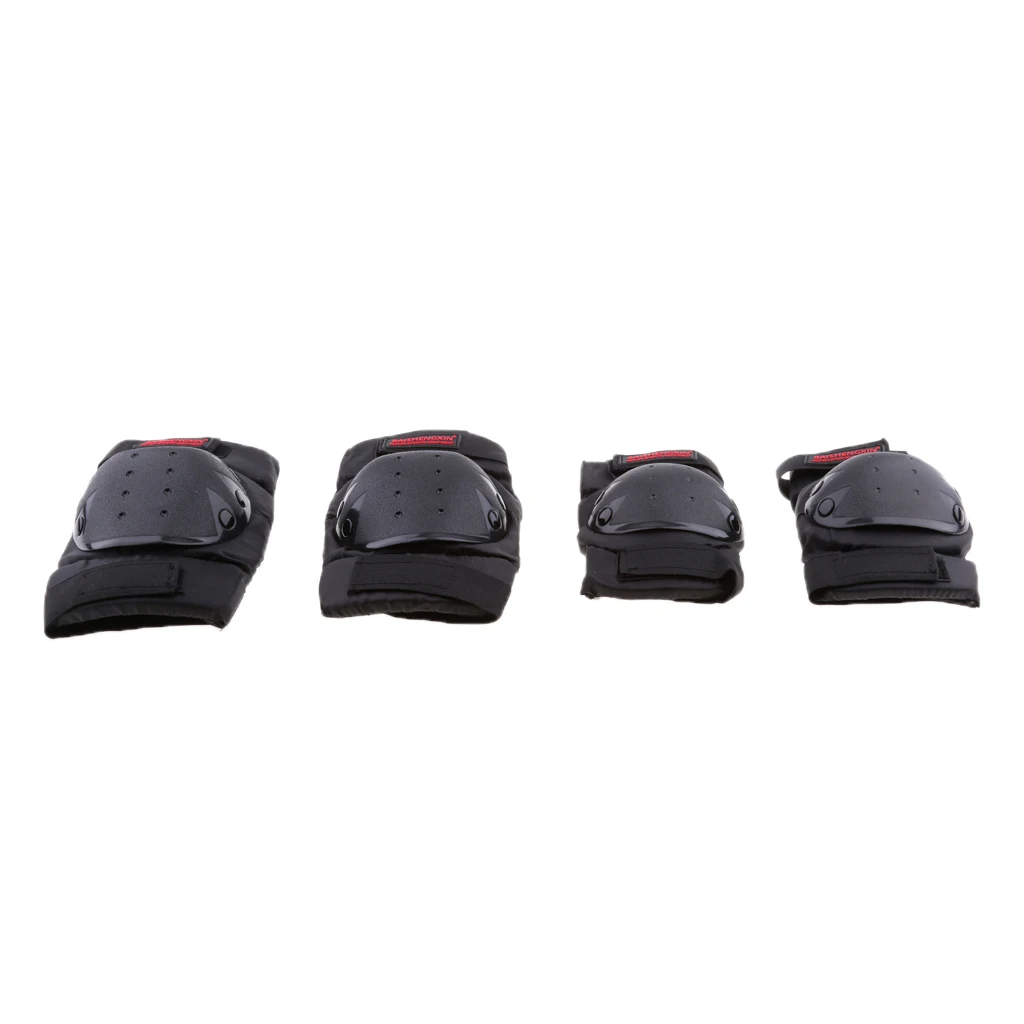 4 Pcs Motorcycle Motocross Cycling Elbow and Knee Pads Protector Guard Armors Set For Skateboarding Dirt Bike Scooter Black