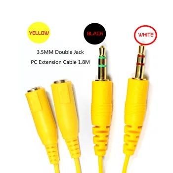 

High Quality 3.5mm Double Jack Male To Female Aux Extension Cable For Pc Headsets Yellow Black White Cables Audio Low Price Sale