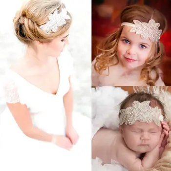 

Baby Girls Toddler Crystal Headband Headwear Flower Christening Bridal Elastic Headband Hair Band