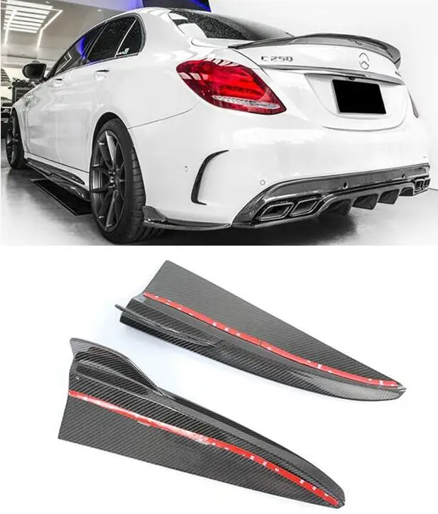 

Car Carbon Fiber Side Body Skirts Kit Lip Splitters Bumper Cover For BENZ W205 4DOOR C180 C200 C26 C63 AMG 2015-2018
