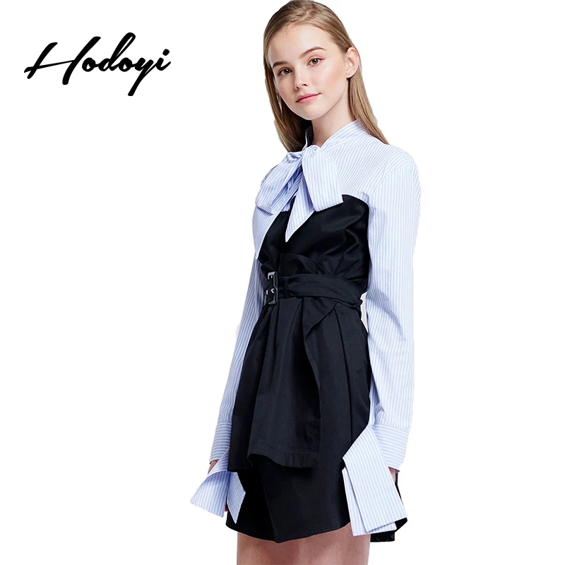 Ruffles Casual Belt Bow Asymmetrical Mini Dress