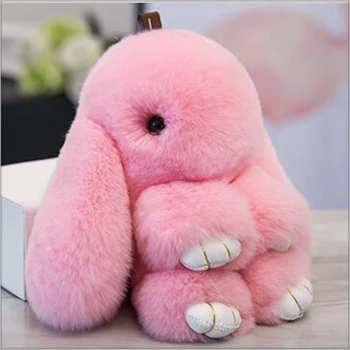 

Big soft cute rex rabbit fur toy keyring keychain trimming for keys