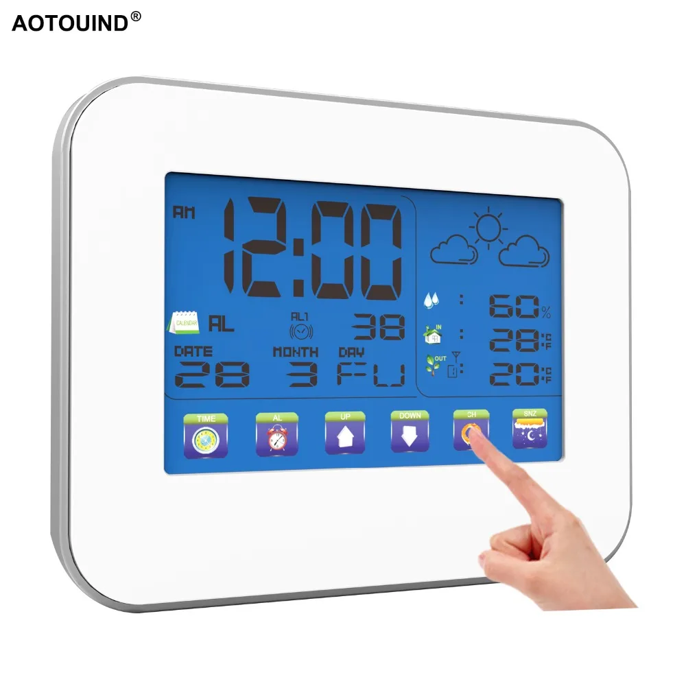 Цифровая беспроводная комнатная и уличная Метеостанция AOTOUIND с датчиком