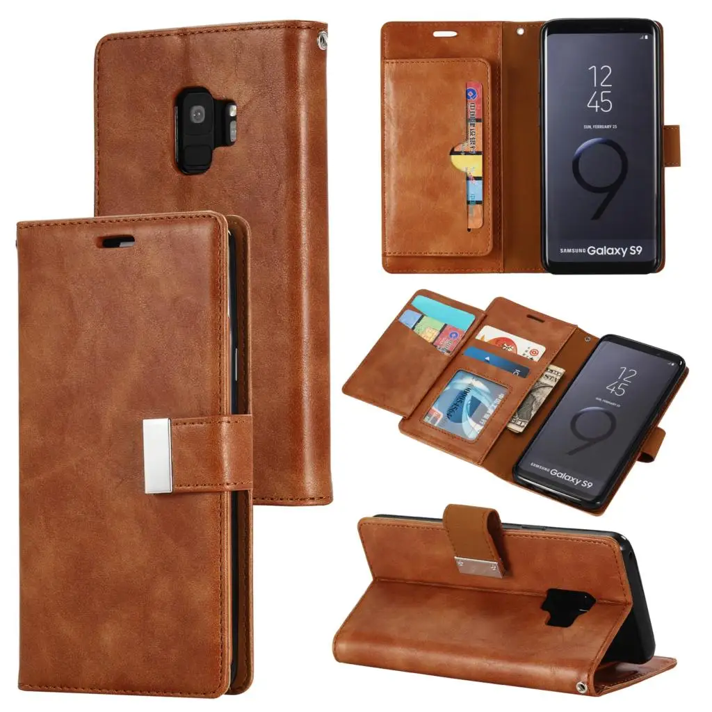 

Flip Genuine Leather Wallet Case For Samsung Note8 S8 S7 S9 S9plus With Card Slot Phone Case for Samsung S6 S7edge