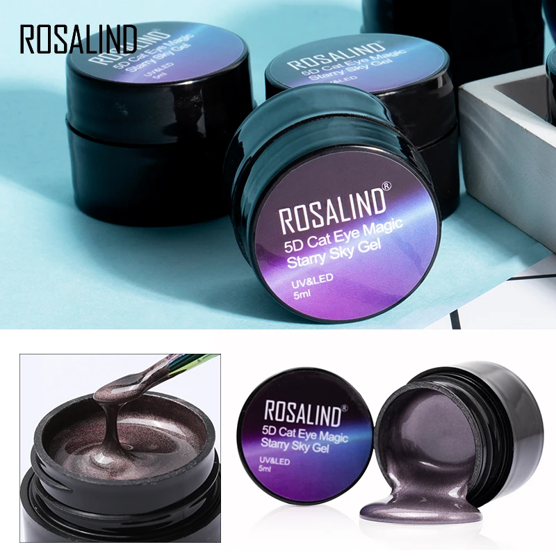 ROSALIND 5D кошачий глаз гель Vernis Полупостоянный лак Гибридный Магнитный впитывающий Светодиодный УФ-гель для ногтей для дизайна ногтей