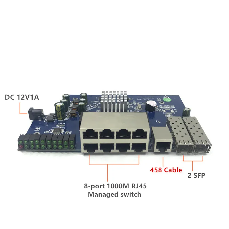 Módulo de interruptor ethernet poe, 8 portas,