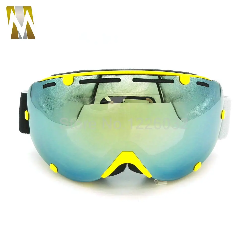 Лыжные очки 5 цветов лыжные очки ветрозащитные очки antiparras motocross lunette de ski homme gafas сноуборд gafas - Цвет: Yellow Frame Silver