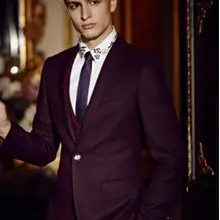 Лацкан с тупым углом; один Button3Pieces бордовый(пиджак+ брюки+ жилет+ галстук-бабочка), модный красивый костюм Masculino custme Личная Костюм-смокинг для мальчиков