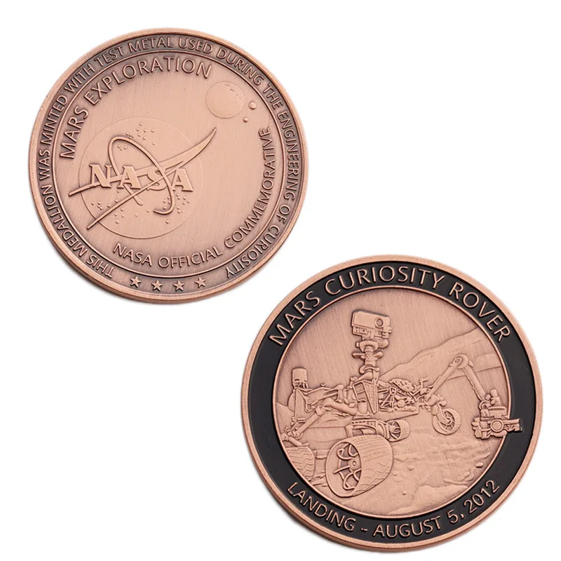 Nasa Exploration Red Bronze Plated Commemorative Challenge Coins Mars
