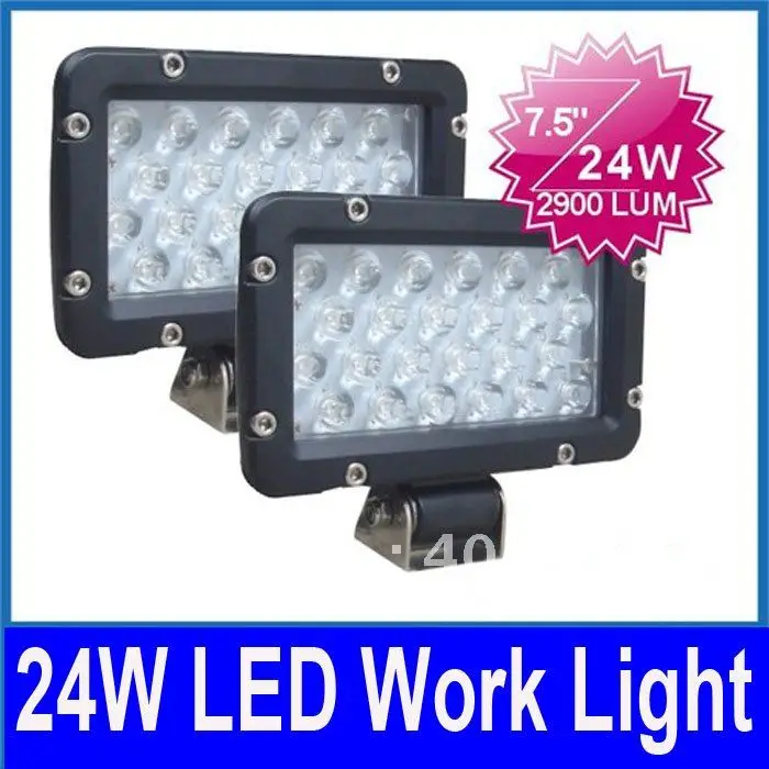 

2pcs 7.5" 24W LED Work Light High Power Off-Road SUV ATV 4WD Truck Spot/Flood Beam 10-30V 2900lm 24pcs x1W LED Super Bright IP67