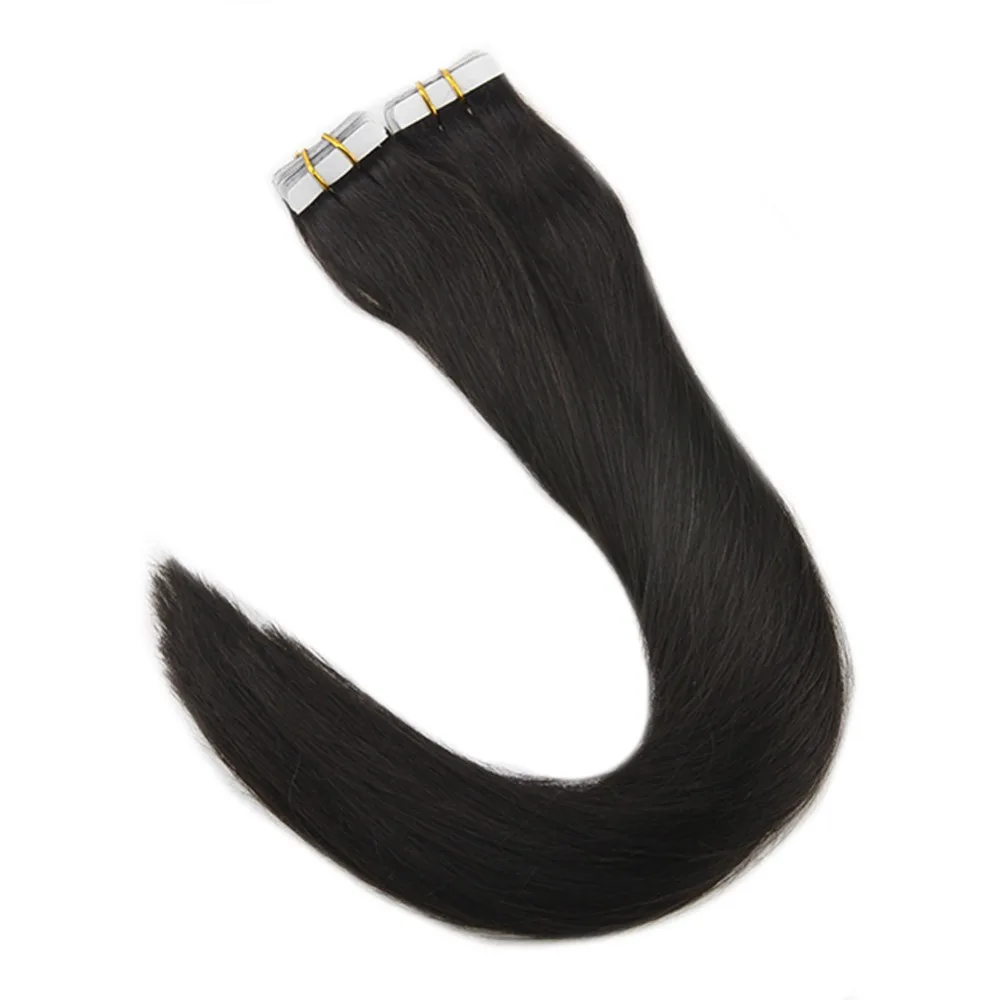 

Full Shine Tape In Human Hair Extensions Pure Color #1B Off Black 50Gram 20Pcs Per Pack 100% Remy Hair Extensions Tape On Hair