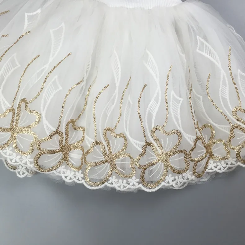 Verão da Criança Meninas Tutu Saia Branco Bordado Tule Pettiskirt Saias Bebê Ouro Lantejoulas Princesa Adolescente 3-7 2020 7 Mamãe e Bebê