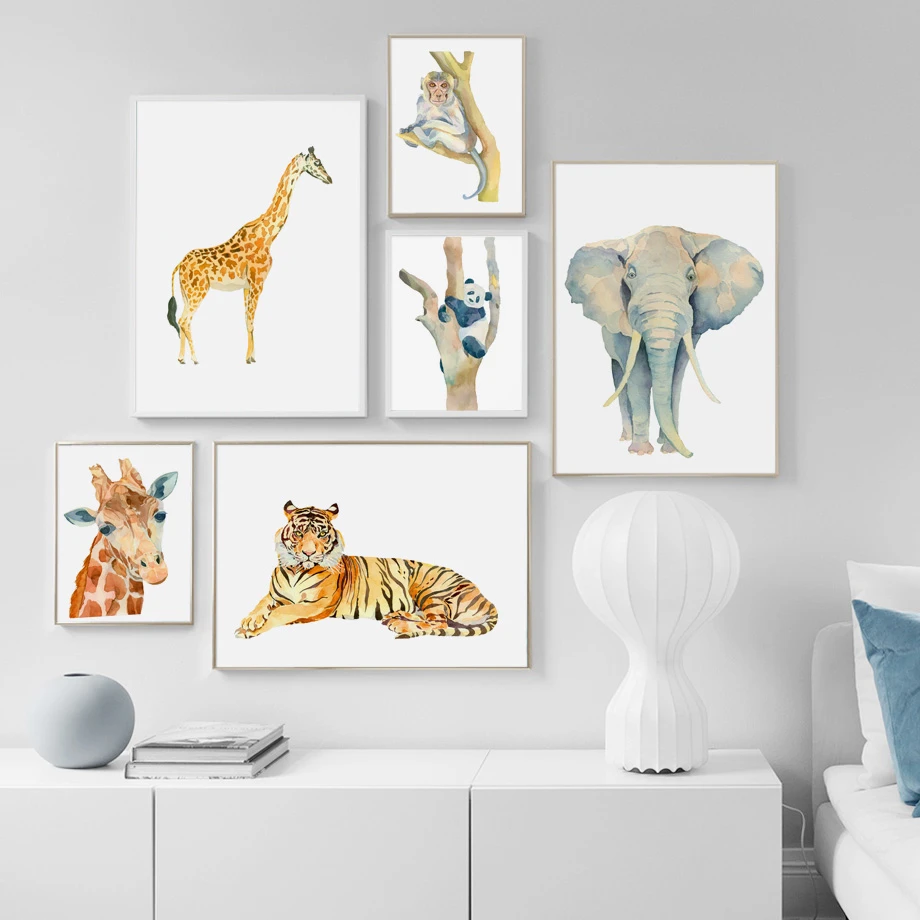 giraffe and elephant wall art