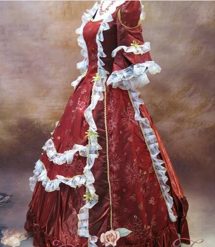 (GT001) Hot Sale New Design Lace Long Ball Gown Wedding Dress Medival Gothic VictorianProm Gown Court Dress