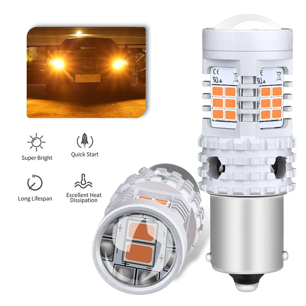 AUXITO 2x автомобильный 7440 светодиодный без гипервспышки желтый 26 SMD 3020 Светодиодный