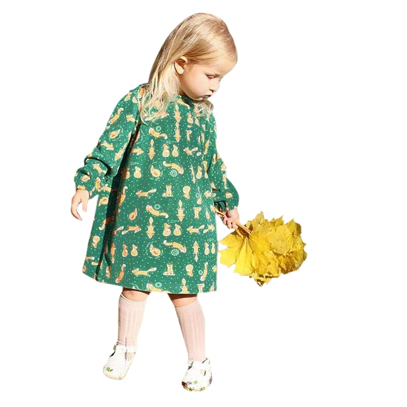 

2019 Spring Casual Baby Girls Long Sleeve Toddler Kids Fox Dress Formal Party Wedding Tutu Orange Cute Cosplay Dress