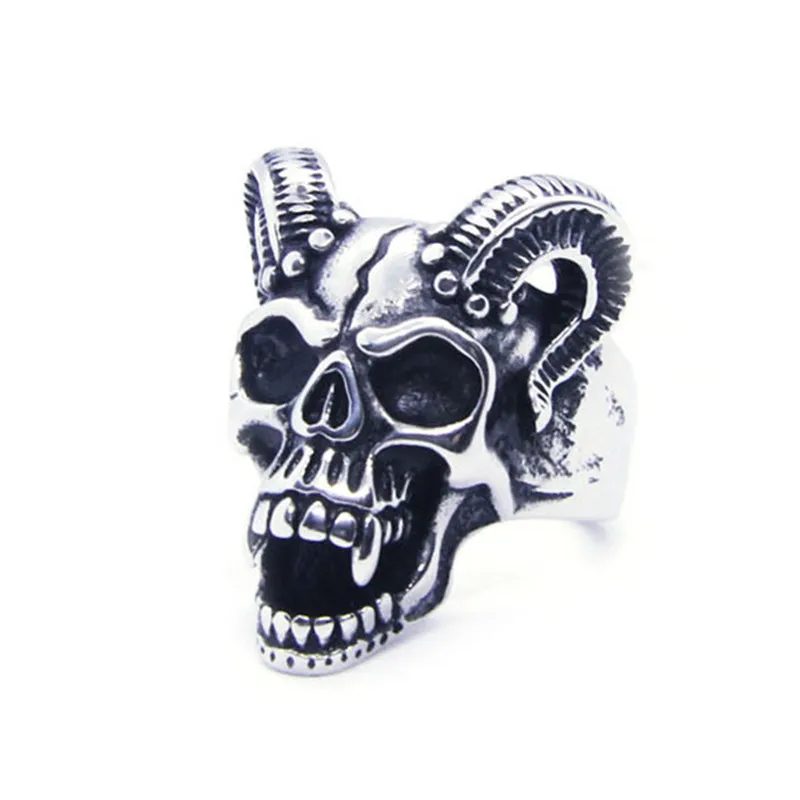 

1pc size 7-13 New Arrival Evil Damn Skull Ring 316L Stainless Steel Band Party Man Boy Cool Ghost Skull Ring