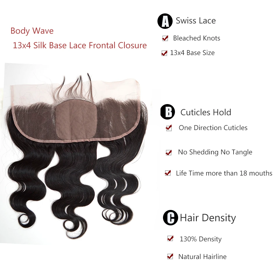 Body wave silk frontal