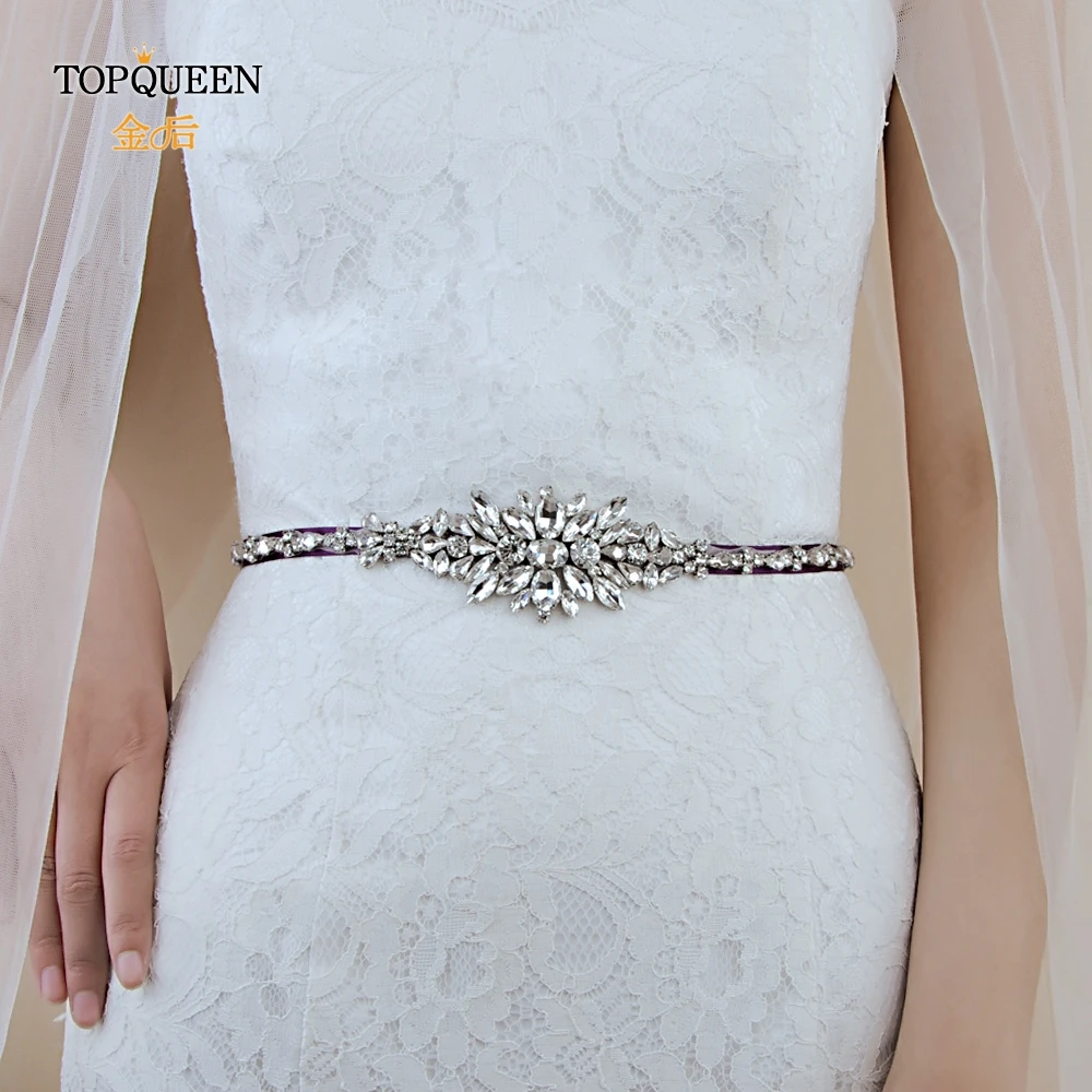 TOPQUEEN S352 свадебный пояс, свадебные Стразы для свадебного пояса, аксессуары для свадебного платья, свадебное платье, пояс 1 см