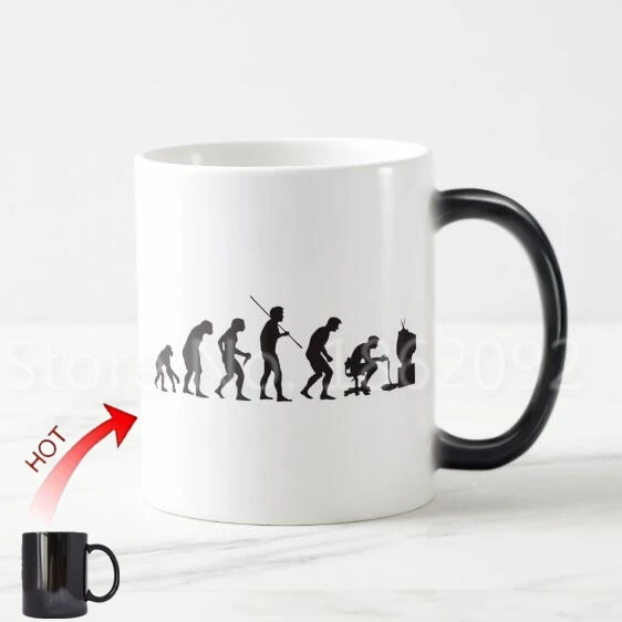 

Funny Evolution of Video Games Gaming Gamer Coffee Mug Tea Cup Novelty Gamers Evolution Design Gifts Gag Creative Morphing Cups