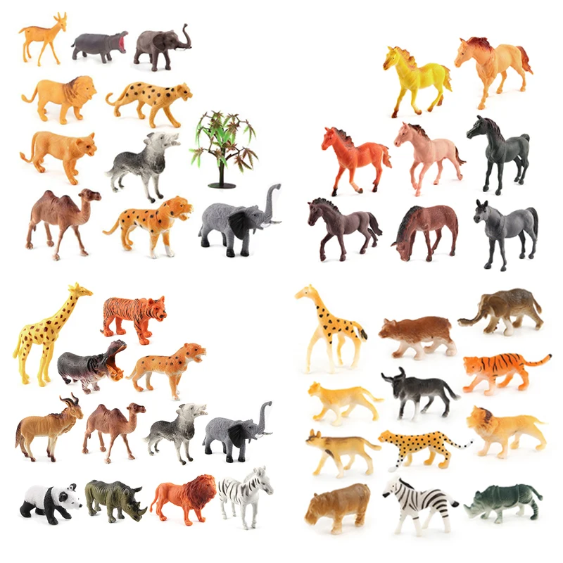 

6 Styles Farm Land Animals Model Figures Set Toys Plastic Simulation Horse Lion Dog Cow Deer Sheep Chicken Wolf Gift For Kids F4