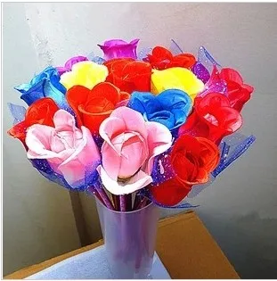 

Free shipping 20pcs/lot simulation cloth rose flower ball pen creative personality ball pen student prize small gift flower pen