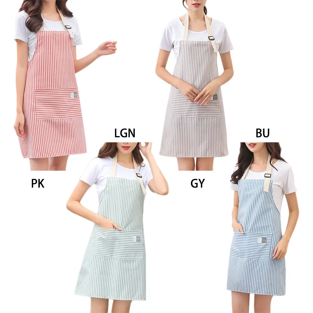 Kitchen Aprons For Women Adjustable Apron Dress Cooking Pinafore Baking Barista Restaurant Short Flower Shop Overalls Pink Gray