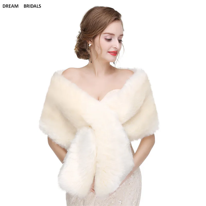 

High Quality Fashion Wedding Bridal Warm Wraps Faux Fur Bolero Women Shawls Solid Shawls Wedding Capes Marriage In Stock