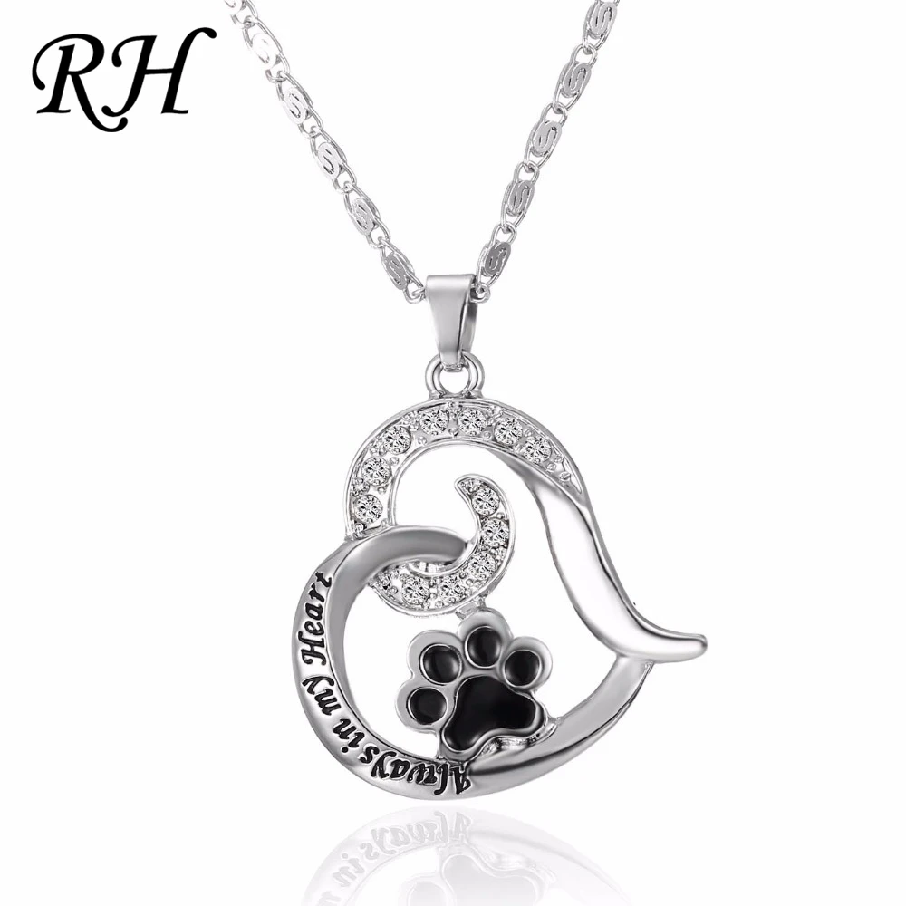 

Dog Cat Necklaces Foot Paw Print Cubic Zirconia Pendant Necklaces For Women Chains Gift Accessory Cat Jewelry Pet necklace